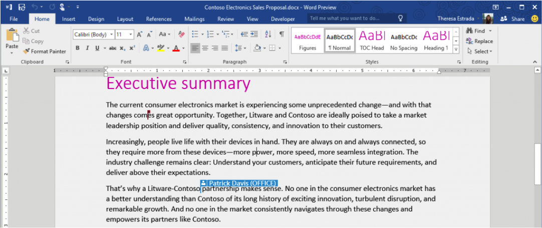 Co-authoring in Word